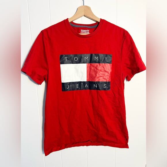 Tommy jeans red t shirt oversized short sleeve - Picture 1 of 4